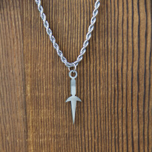 stainless steel kunai weapon pendant on stainless steel chain
